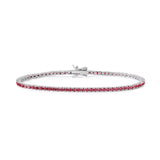 Comete bracciale in argento 925‰ modello tennis con zirconi color rubino. Lunghezza bracciale 18 cm.