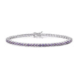 Comete bracciale in argento 925‰ modello tennis con zirconi viola ametista. Lunghezza bracciale 18 cm.