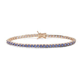 Comete bracciale in argento 925‰ modello tennis con doratura rosè e zirconi tanzanite. Lunghezza bracciale 18 cm.