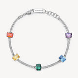 Bracciale semirigido in argento rodiato 925‰ e cubic zirconia multicolore.