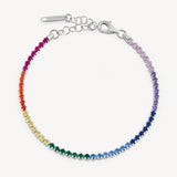 Bracciale tennis in argento rodiato 925‰ e cubic zirconia multicolore. Lunghezza bracciale 18cm.