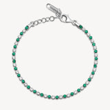 Bracciale tennis in argento rodiato 925‰ con cubic zirconia chiari e cubic zirconia colore emerald. Lunghezza bracciale 18cm.