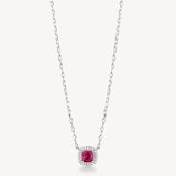 Collana girocollo in argento rodiato 925‰ con cubic zirconia chiari e cubic zirconia colore ruby.