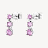 Orecchini pendenti in argento rodiato 925‰ con cubic zirconia colore light ruby.