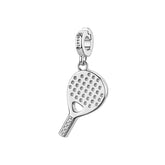 Rosato charm in argento 925% a forma di racchetta da padel
