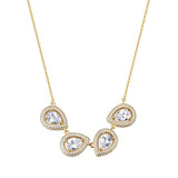 Collana corta in argento 925‰, placcatura oro giallo, 232 cubic zirconia bianchi. Lunghezza collana 44cm