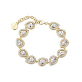 Bracciale morbido in argento 925‰, placcatura oro giallo, 628 cubic zirconia bianchi. Lunghezza bracciale 18cm