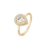 Anello in argento 925‰, placcatura oro giallo, 61 cubic zirconia bianchi. Misura anello 16