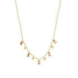 Collana corta in argento 925‰, placcatura oro giallo, 5 cubic zirconia champagne