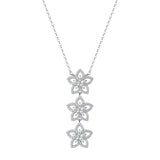 Collana corta in argento 925‰ con pendenti a forma di fiori, 165 cubic zirconia bianchi. Lunghezza collana 44cm