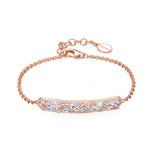 Bracciale morbido in argento 925‰, placcatura oro rosa, 23 cubic zirconia bianchi