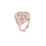 Anello in argento 925‰, placcatura oro rosa, 33 cubic zirconia bianchi. Misura anello 14