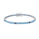 Comete bracciale in argento 925‰ modello tennis con zirconi turchesi e neri. Lunghezza bracciale 18cm.