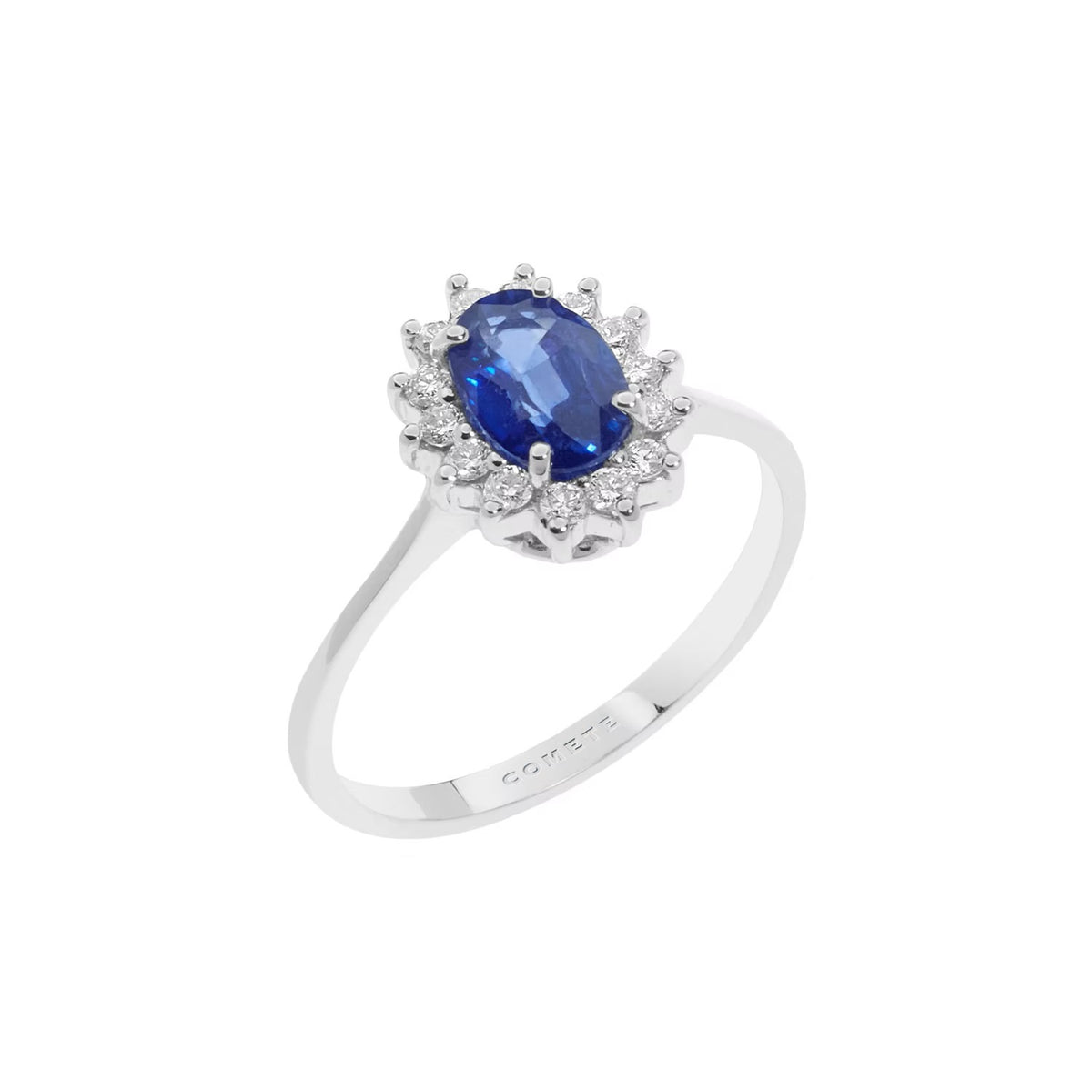 Comete anello oro 750%, zaffiri e diamanti