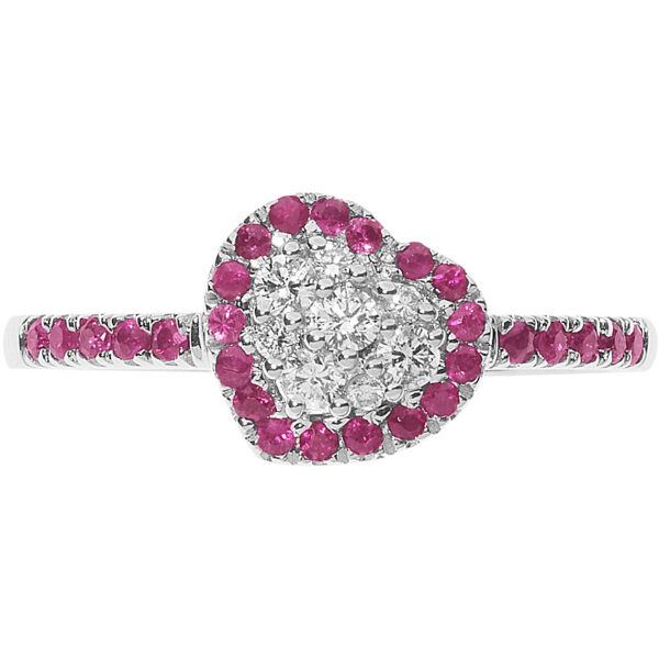 Comete anello oro 750%, diamanti e rubini