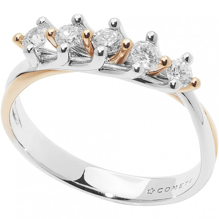 Comete anello veretta in oro 750% e diamanti