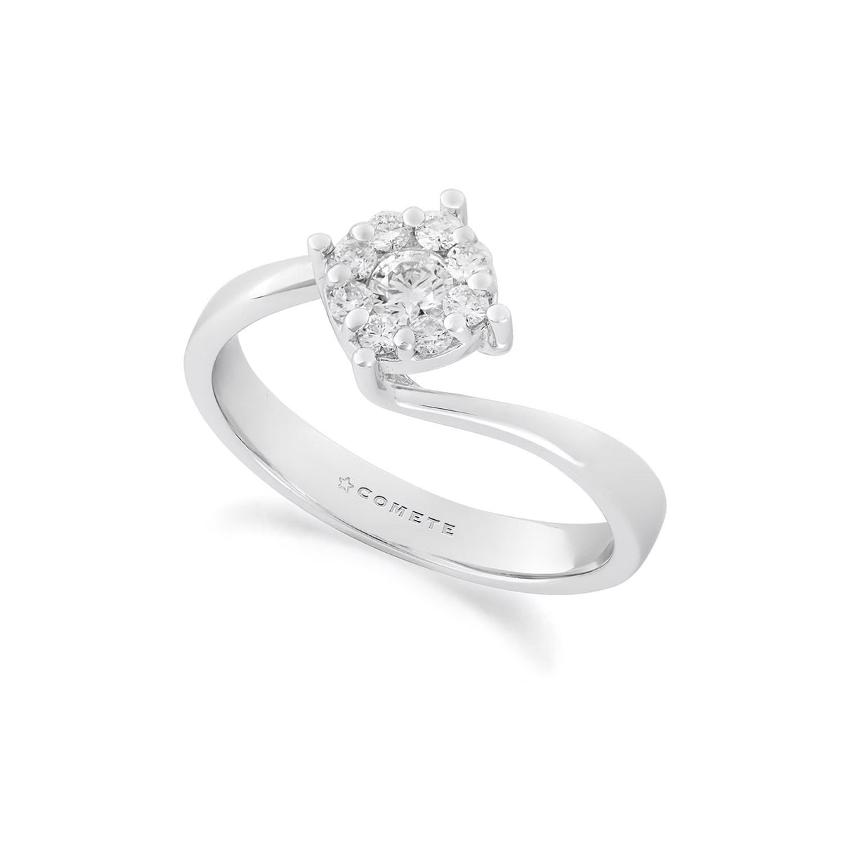 Comete anello solitario in oro 750% e diamanti