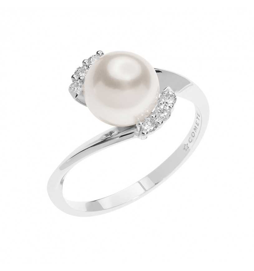 Comete anello perla oro 750% e diamanti