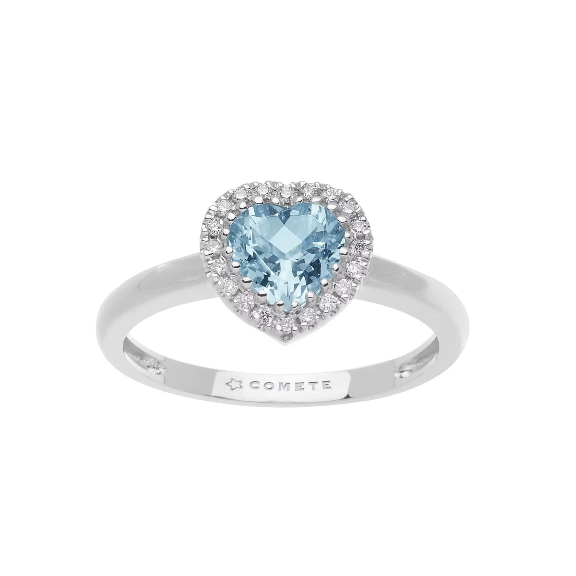 Comete anello oro 750%, acquamarina e diamanti