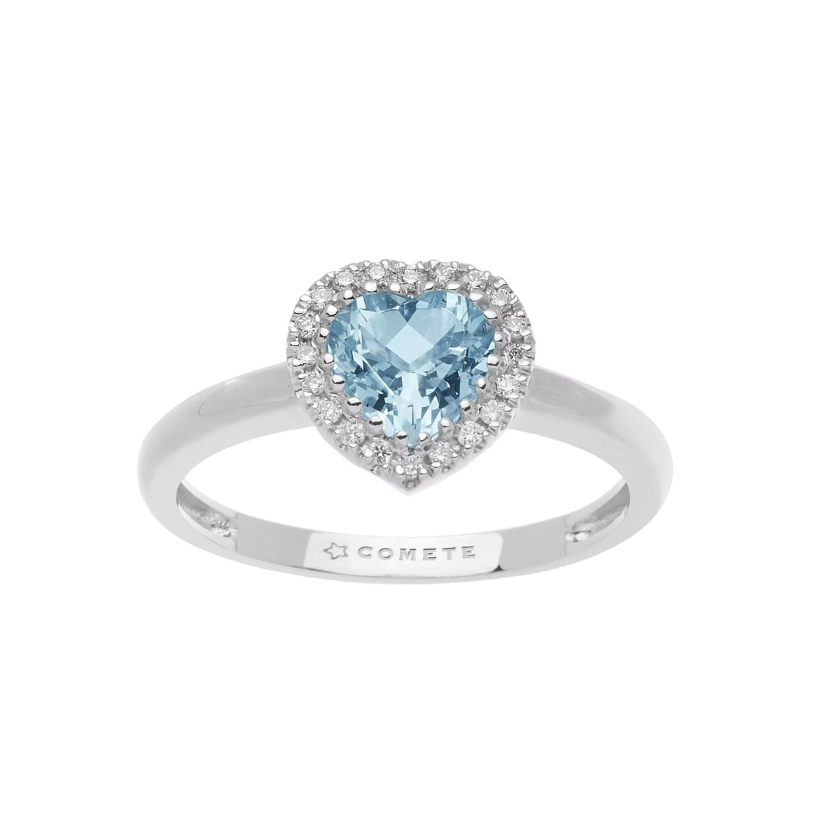Comete anello oro 750%, acquamarina e diamanti