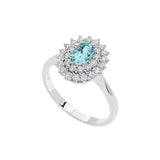 Comete anello oro 750%, acquamarina e diamanti