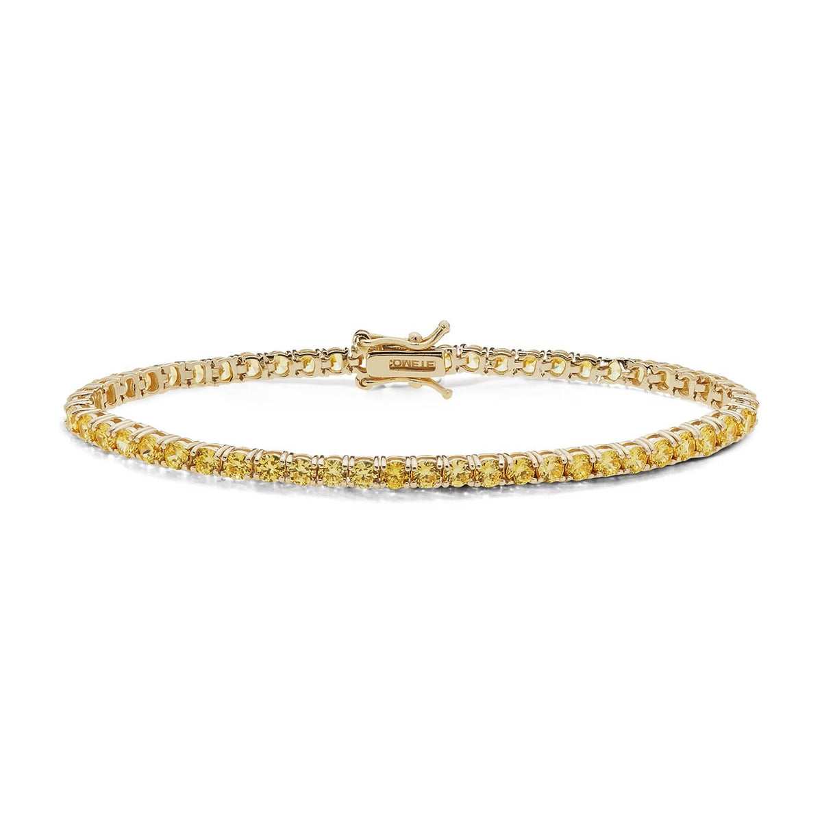 Comete bracciale in argento 925‰ modello tennis con doratura e zirconi color champagne. Lunghezza bracciale 18 cm.