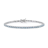 Comete bracciale in argento 925‰ modello tennis con zirconi acquamarina. Lunghezza bracciale 18 cm.