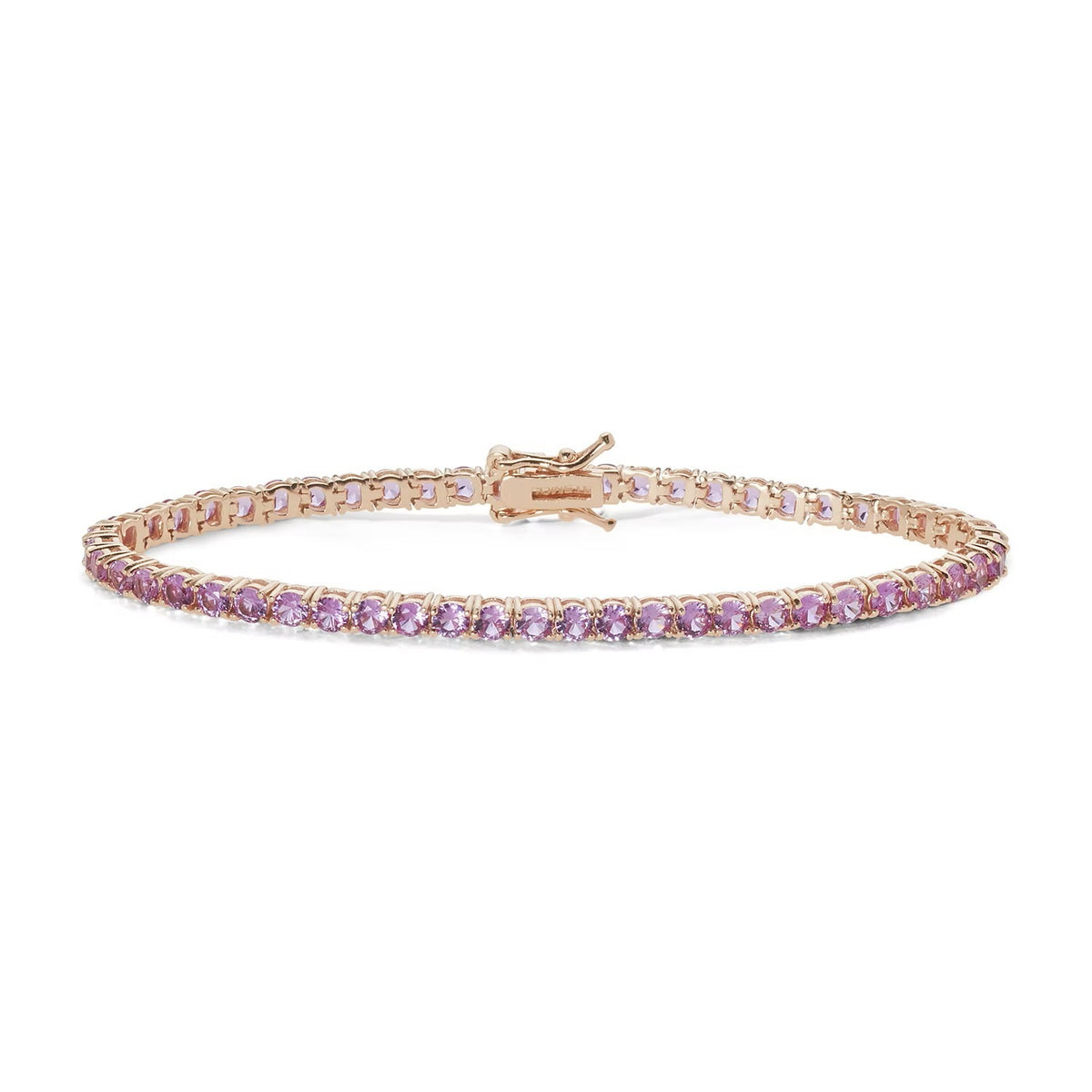 Comete bracciale in argento 925‰ modello tennis con doratura rosè e zirconi color rosa. Lunghezza bracciale 18 cm.