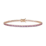 Comete bracciale in argento 925‰ modello tennis con doratura rosè e zirconi color rosa. Lunghezza bracciale 18 cm.
