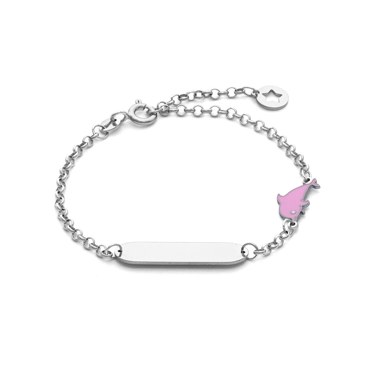 Comete Bracciale Targhetta Delfino Rosa