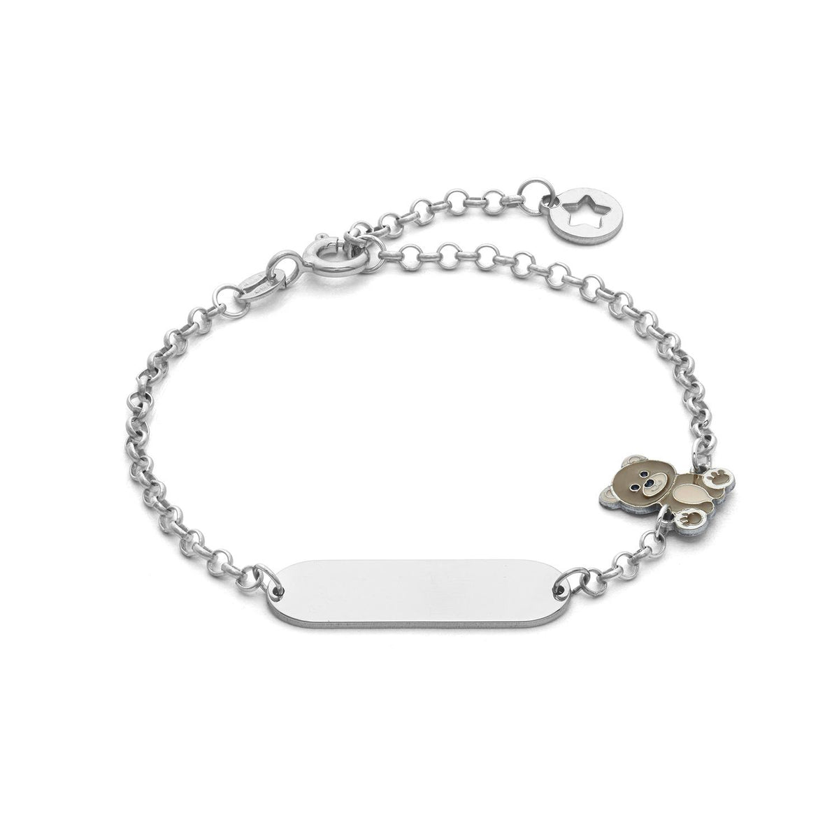 Comete Bracciale Targhetta Orsetto Marrone