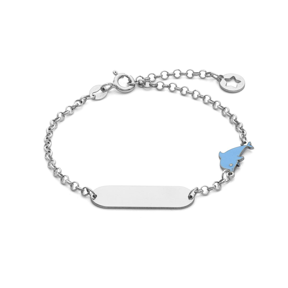 Comete Bracciale Targhetta Delfino Celeste