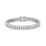 Comete bracciale in argento 925‰ modello tennis doppio con zirconi bianchi. Lunghezza bracciale 18 cm.
