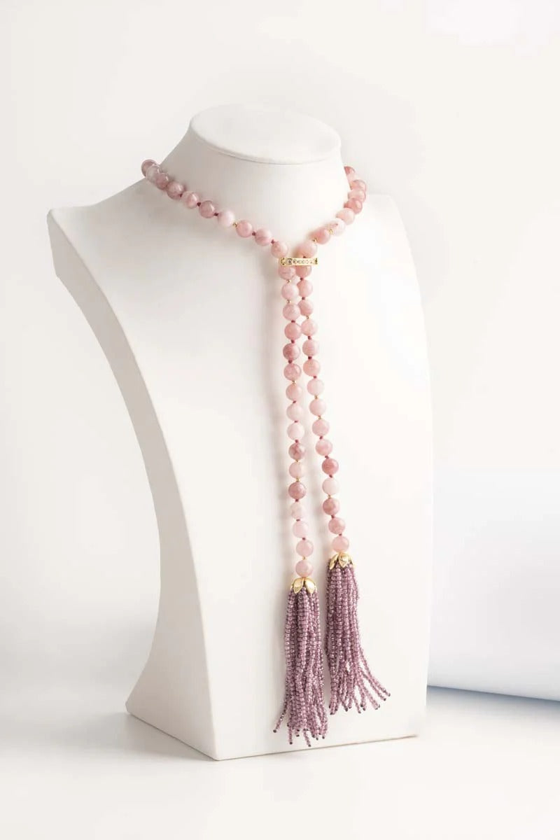 Creazioni Esclusive collana lunga in quarzo rosa