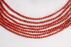 Collana multifilo in corallo bambù e perle