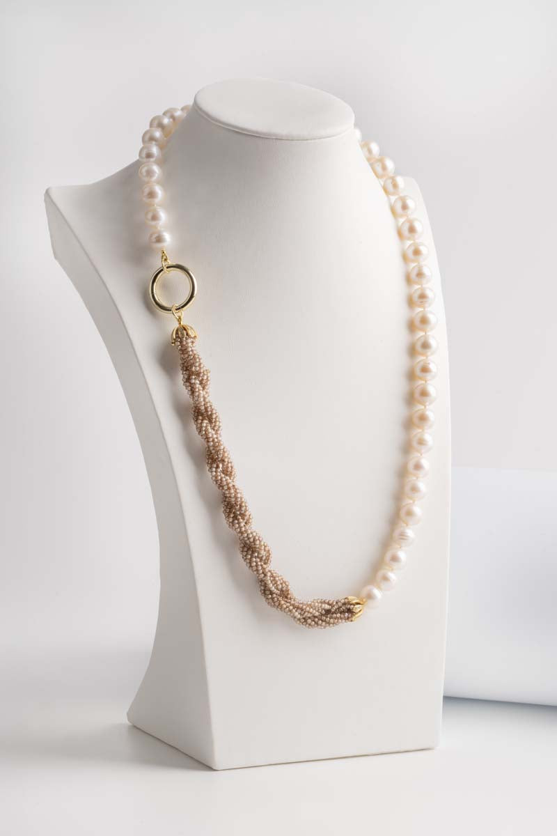 Collana in perle con torchon Swarovski