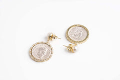 Orecchini Pendenti con inserto a moneta antica