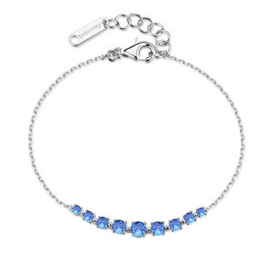 Bracciale in argento rodiato 925‰ con cubic zirconia colore sapphire.