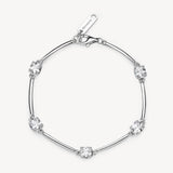 Bracciale semirigido in argento rodiato 925‰ con cushion cubic zirconia.
