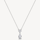 Collana girocollo in argento rodiato 925‰ e pendente con square e pear cubic zirconia. Lunghezza collana 44cm.