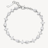 Bracciale in argento rodiato 925‰ con square e pear cubic zirconia. Lunghezza bracciale 18cm.