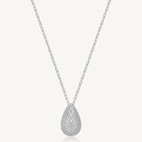 Collana girocollo in argento rodiato 925‰ e pendente con cubic zirconia. Lunghezza collana 44cm.
