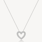 Collana girocollo in argento rodiato 925‰ con pendente a forma di cuore e cubic zirconia.