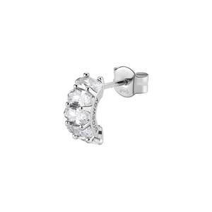 Orecchino singolo a cerchietto in argento rodiato 925‰ con oval cubic zirconia.