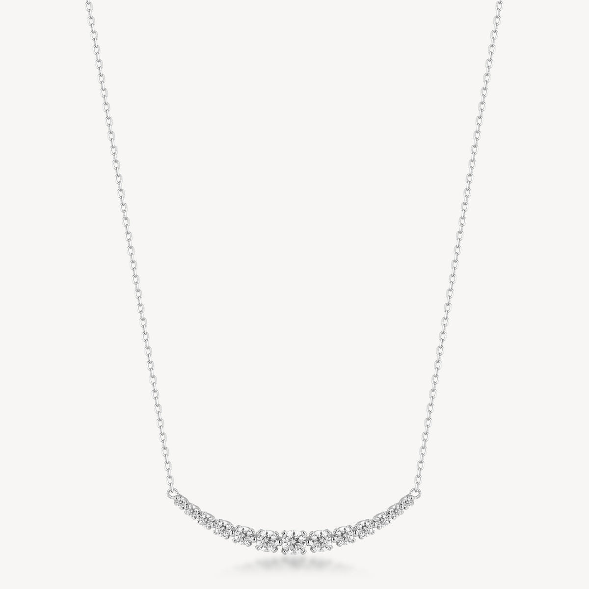 Collana girocollo in argento rodiato 925‰ con cubic zirconia. Lunghezza collana 42cm.
