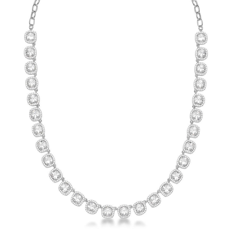 Collana girocollo in argento rodiato 925‰ con cubic zirconia.