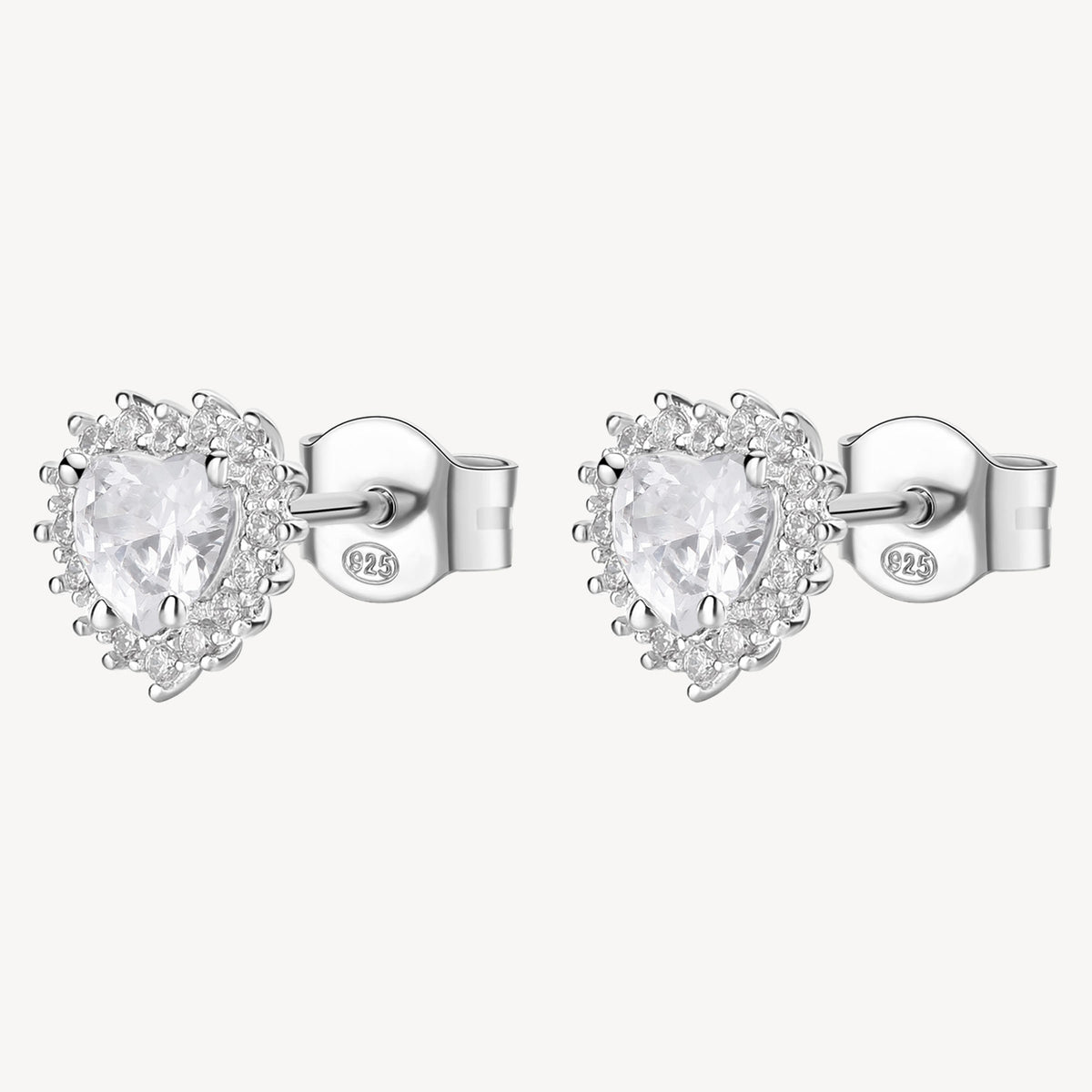 Orecchini Kate a lobo a forma di cuore in argento rodiato 925‰ con cubic zirconia.