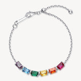 Bracciale tiralaccio in argento rodiato 925‰  e cubic zirconia multicolore.