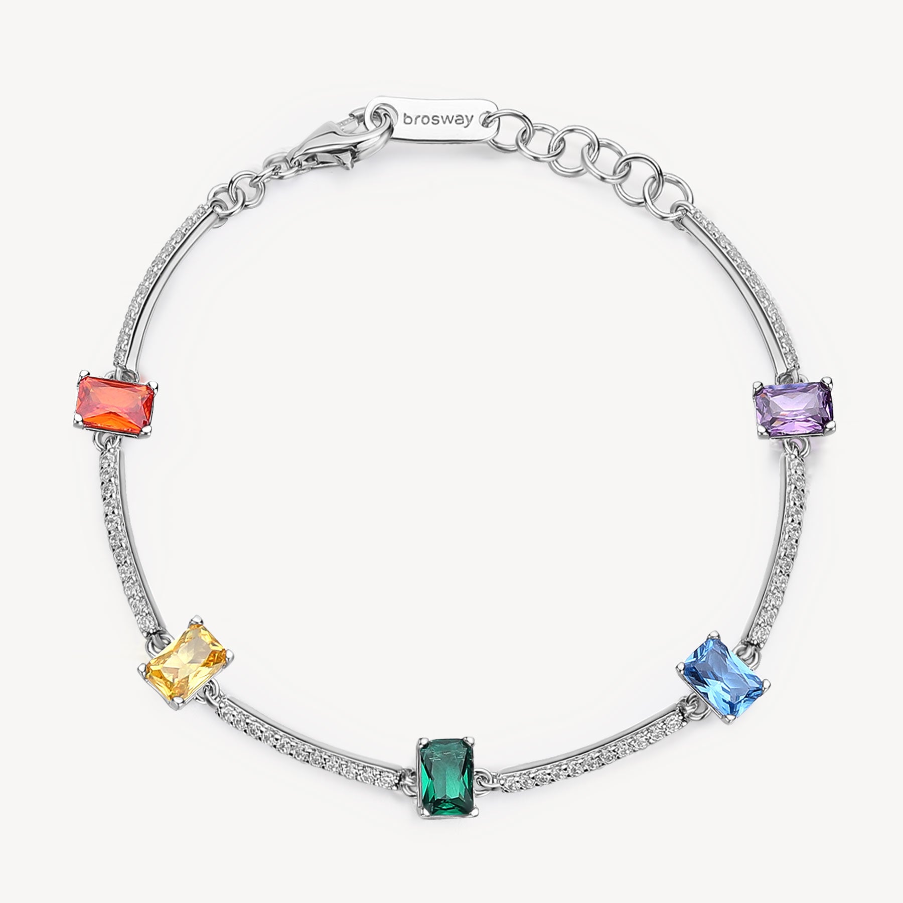 Bracciale semirigido in argento rodiato 925‰ e cubic zirconia multicolore.