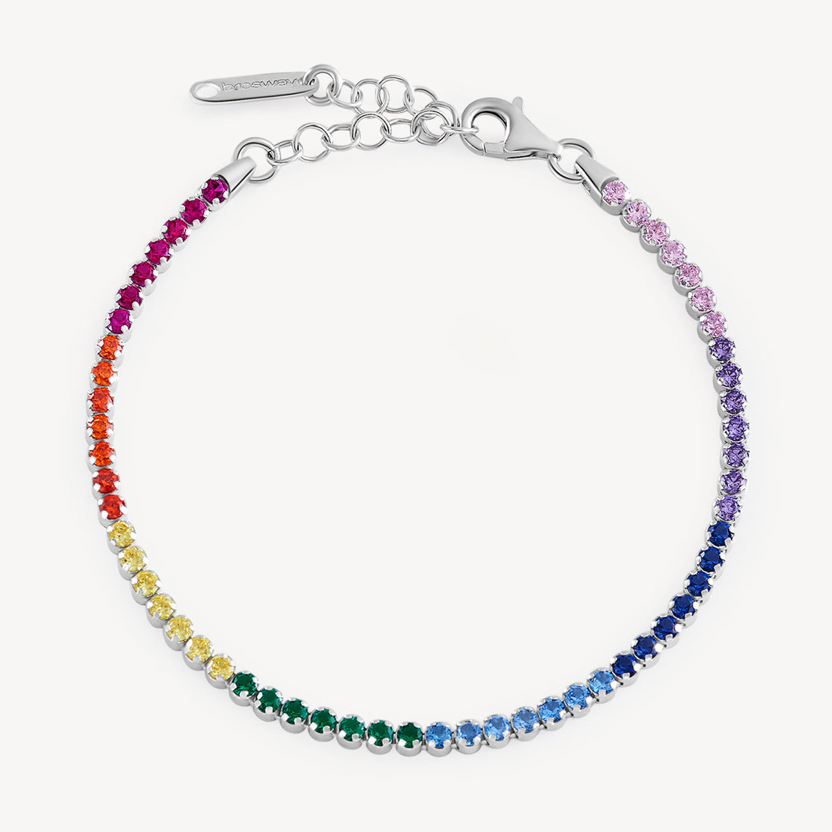 Bracciale tennis in argento rodiato 925‰ e cubic zirconia multicolore. Lunghezza bracciale 18cm.